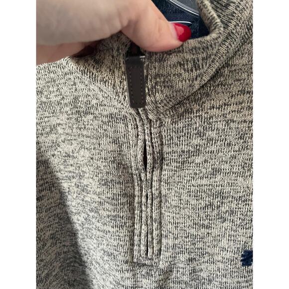 Izod Fleece Preppy Golf Quarter Zip Jacket Tan Navy Blue Size Medium - Picture 4 of 7